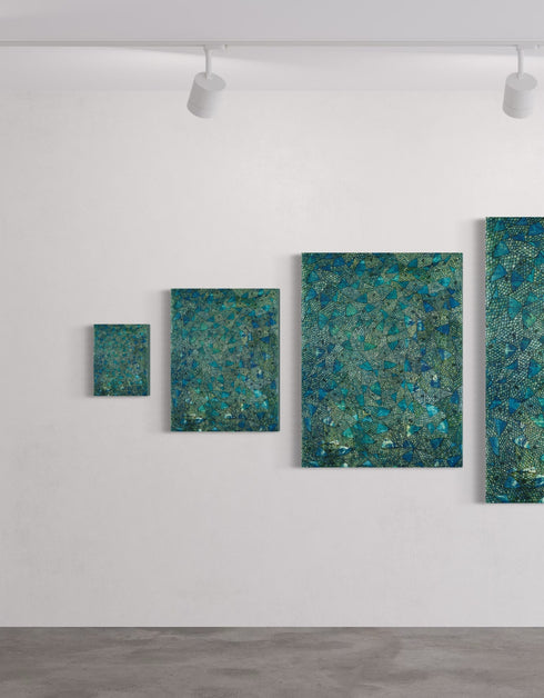 Blue Green Sardines | Framed Giclee Print on Canvas